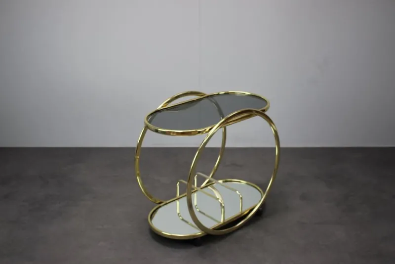 Pamono Mid-Century Cocktail Serving Bar Table in Brass, Germany, 1970s> Serving Bar Carts & Trolleys