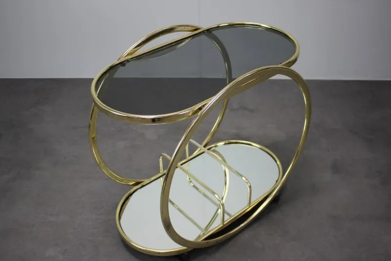 Pamono Mid-Century Cocktail Serving Bar Table in Brass, Germany, 1970s> Serving Bar Carts & Trolleys