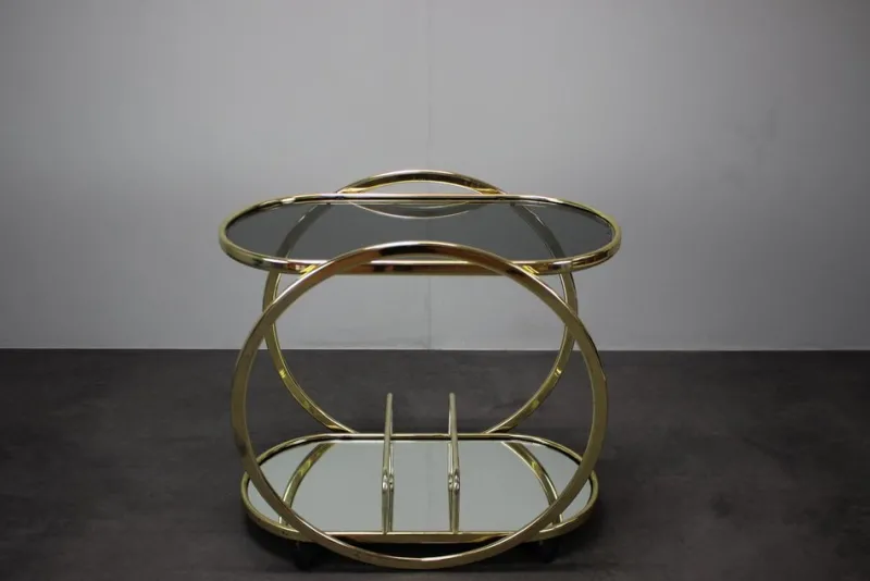 Pamono Mid-Century Cocktail Serving Bar Table in Brass, Germany, 1970s> Serving Bar Carts & Trolleys