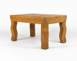 Best Pamono Mid-Century Coffee Table with Wavy Legs in Rattan attributed to Vivai del Sud, Italy, 1970s