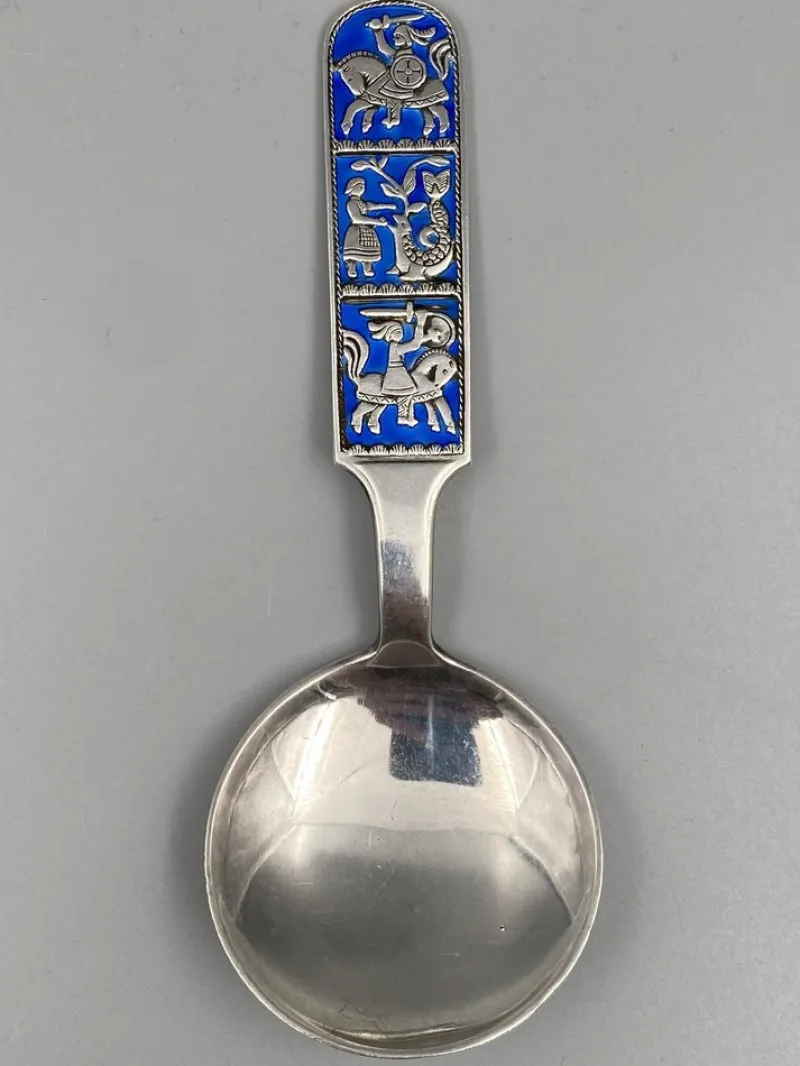 Pamono Mid-Century Collectors Spoon in Sterling Silver with Enamel Work by David Anderson, Norway> Cutlery & Serving Utensils