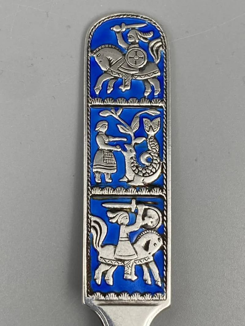 Pamono Mid-Century Collectors Spoon in Sterling Silver with Enamel Work by David Anderson, Norway> Cutlery & Serving Utensils