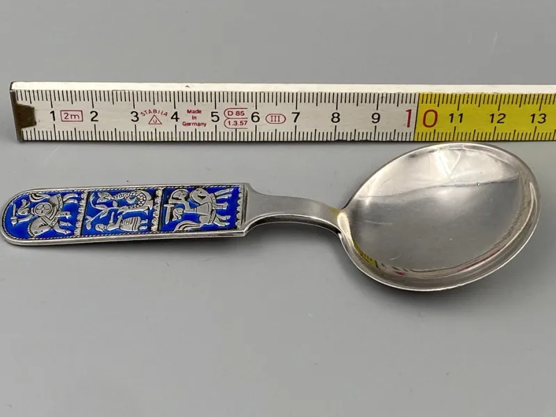 Pamono Mid-Century Collectors Spoon in Sterling Silver with Enamel Work by David Anderson, Norway> Cutlery & Serving Utensils