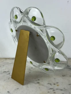 New Pamono Mid-Century Crystal and Brass Table Mirror from Lalique, 1960s