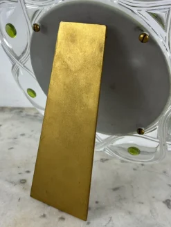 New Pamono Mid-Century Crystal and Brass Table Mirror from Lalique, 1960s