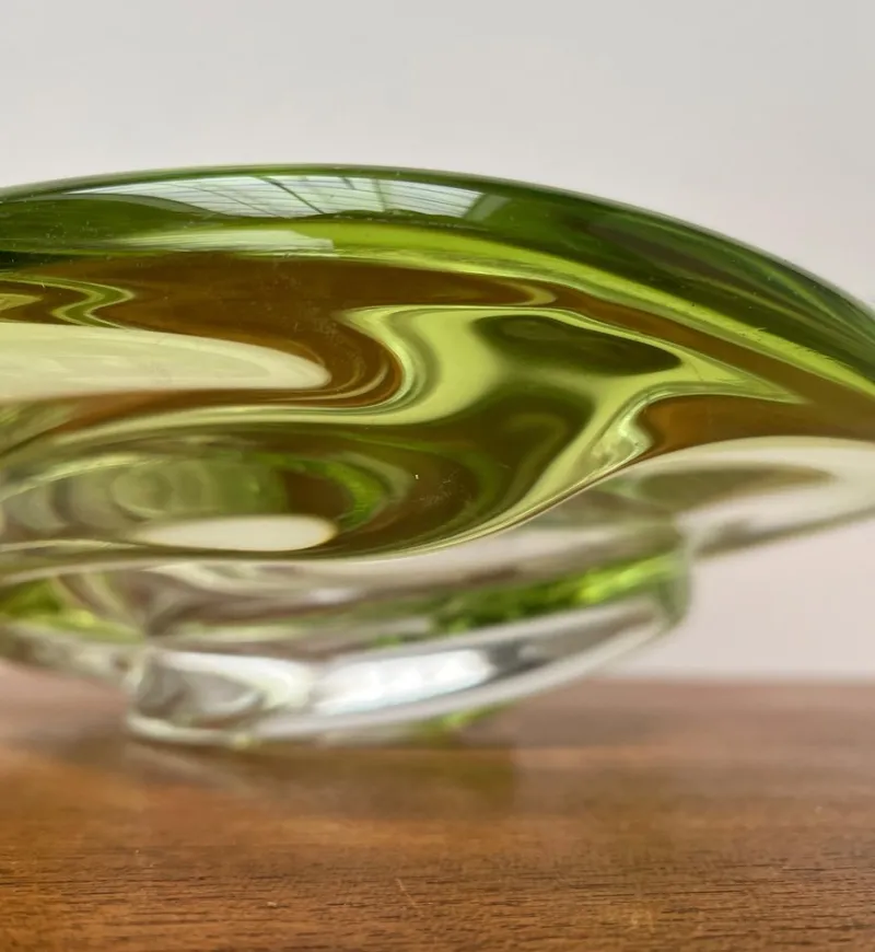 New Pamono Mid-Century Crystal Art Glass Fruit Bowl from Val Saint Lambert, Belgium, 1960s