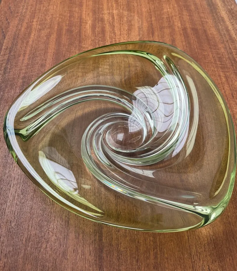 New Pamono Mid-Century Crystal Art Glass Fruit Bowl from Val Saint Lambert, Belgium, 1960s