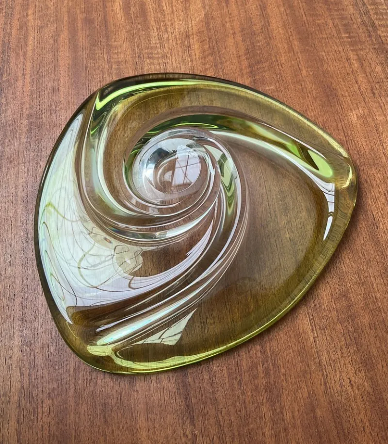 New Pamono Mid-Century Crystal Art Glass Fruit Bowl from Val Saint Lambert, Belgium, 1960s