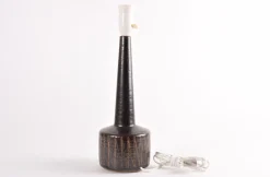 Pamono Mid-Century Danish Brown Glazed and Striped Ceramic Table Lamp from Palshus, 1960s><noscript><img width=