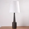 Best Pamono Mid-Century Danish Ceramic Table Lamp in Dark Brown Green Glaze with Shade from Palshus, 1960s