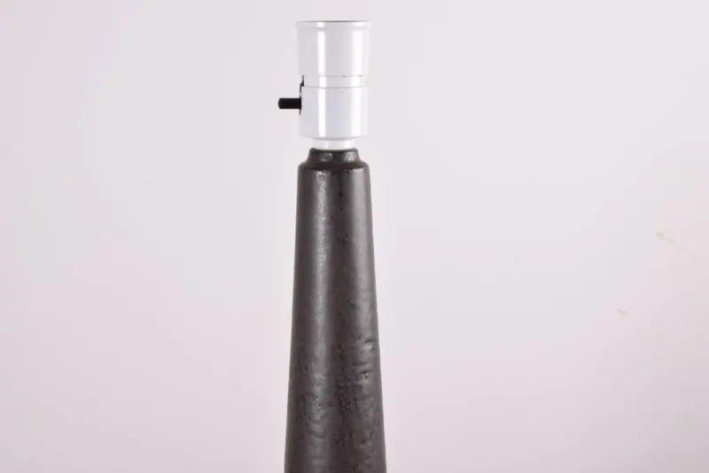 Best Pamono Mid-Century Danish Ceramic Table Lamp in Dark Brown Green Glaze with Shade from Palshus, 1960s