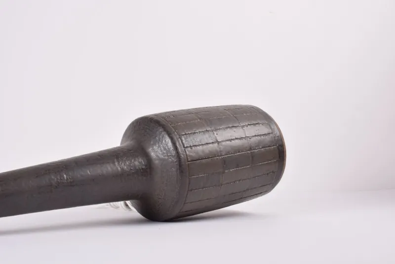 Best Pamono Mid-Century Danish Ceramic Table Lamp in Dark Brown Green Glaze with Shade from Palshus, 1960s