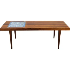 Outlet Pamono Mid-Century Danish Coffee Table with Ceramic Tile Inlay from Haslev Mobelsnedkeri, 1960s