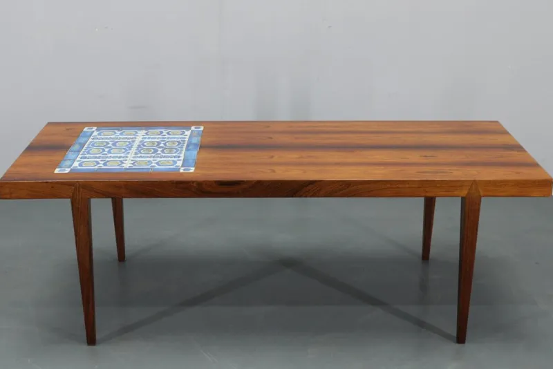 Outlet Pamono Mid-Century Danish Coffee Table with Ceramic Tile Inlay from Haslev Mobelsnedkeri, 1960s