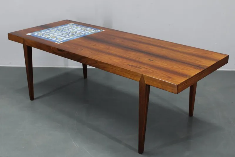 Outlet Pamono Mid-Century Danish Coffee Table with Ceramic Tile Inlay from Haslev Mobelsnedkeri, 1960s