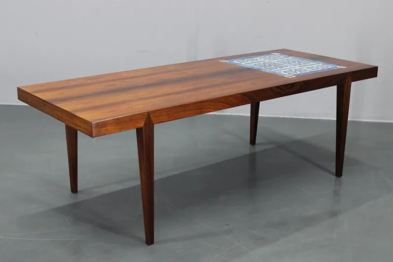 Outlet Pamono Mid-Century Danish Coffee Table with Ceramic Tile Inlay from Haslev Mobelsnedkeri, 1960s