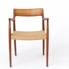 Pamono Mid-Century Danish Modern Model 57 Armchair in Teak with Papercord Seat by Niels Otto (N. O.) Møller for J. L. Møllers, 1960s> Side Chairs & Dining Chairs
