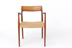 Pamono Mid-Century Danish Modern Model 57 Armchair in Teak with Papercord Seat by Niels Otto (N. O.) Møller for J. L. Møllers, 1960s> Side Chairs & Dining Chairs