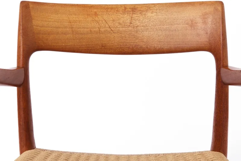 Pamono Mid-Century Danish Modern Model 57 Armchair in Teak with Papercord Seat by Niels Otto (N. O.) Møller for J. L. Møllers, 1960s> Side Chairs & Dining Chairs