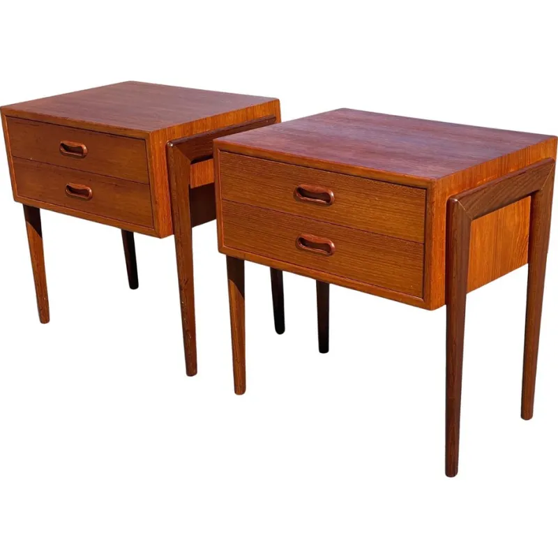 Hot Pamono Mid-Century Danish Nightstands from Ølholm Møbler, 1964, Set of 2