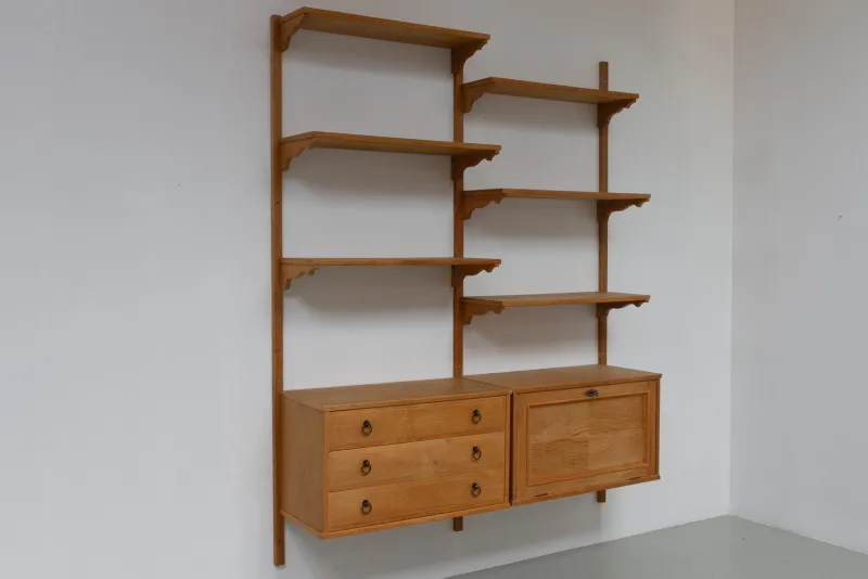 Outlet Pamono Mid-Century Danish Oak Shelving System in the style of Kjærnulf, 1960s