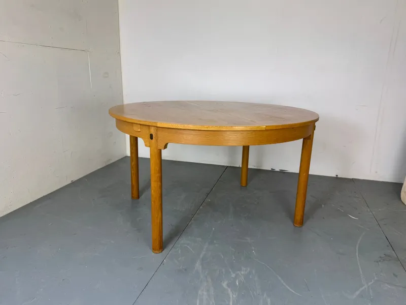 Pamono Mid-Century Danish Round Extendable Oak Dining Table by Borge Mogensen for Karl Andersson & Söner, 1950s> Dining Tables & Sets