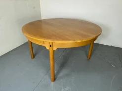 Pamono Mid-Century Danish Round Extendable Oak Dining Table by Borge Mogensen for Karl Andersson & Söner, 1950s> Dining Tables & Sets