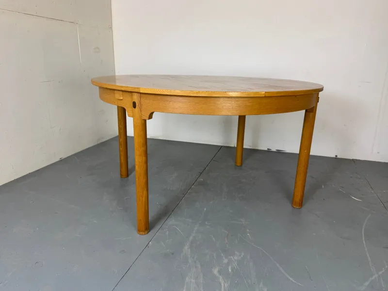 Pamono Mid-Century Danish Round Extendable Oak Dining Table by Borge Mogensen for Karl Andersson & Söner, 1950s> Dining Tables & Sets