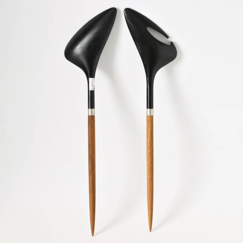 Pamono Mid-Century Danish Salad Servers by Helge Benzin for Astrid Wessels, 1960s, Set of 2> Cutlery & Serving Utensils