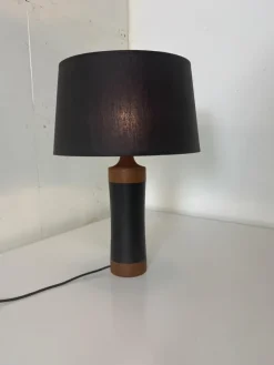 Best Pamono Mid-Century Danish Scandinavian Teak and Leather Table Lamp, 1950s