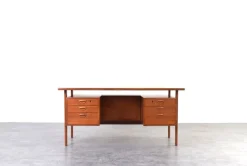 New Pamono Mid-Century Danish Teak Executive Desk by Kai Kristiansen for FM Møbler, 1960s