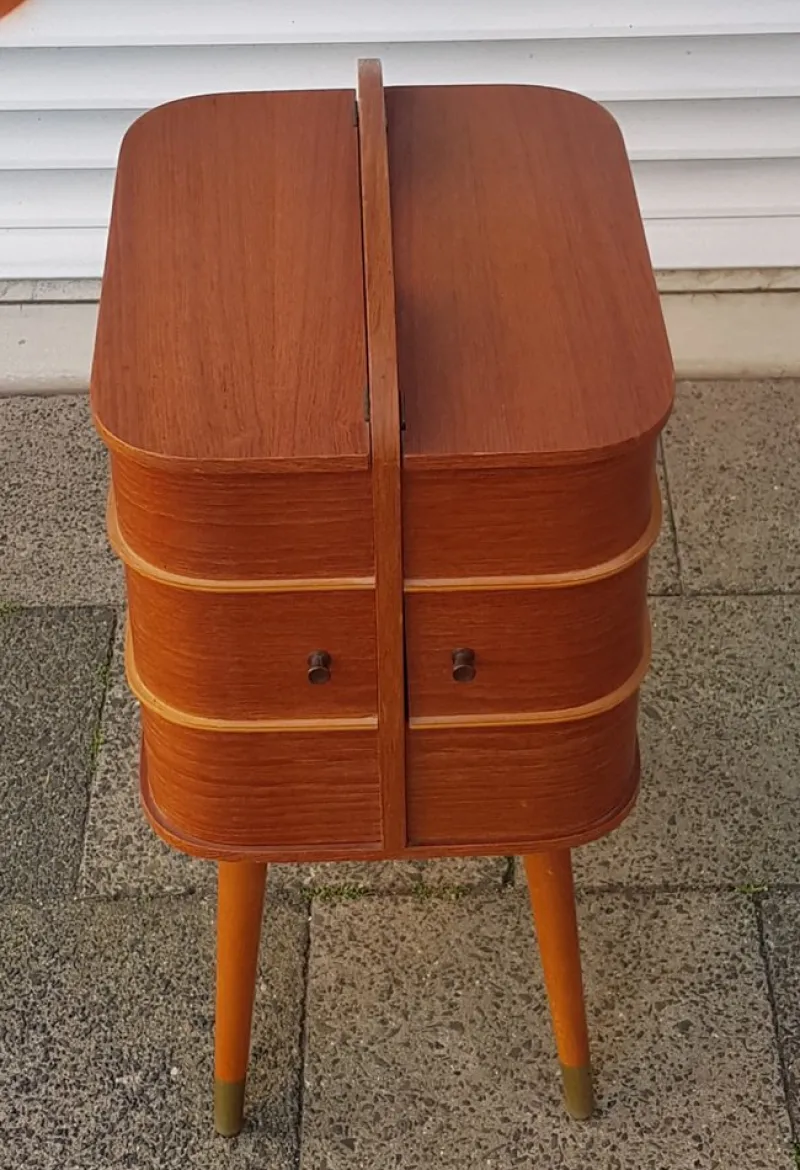 Pamono Mid-Century Danish Teak Sewing Cabinet, 1960s> Worktables & Workbenches