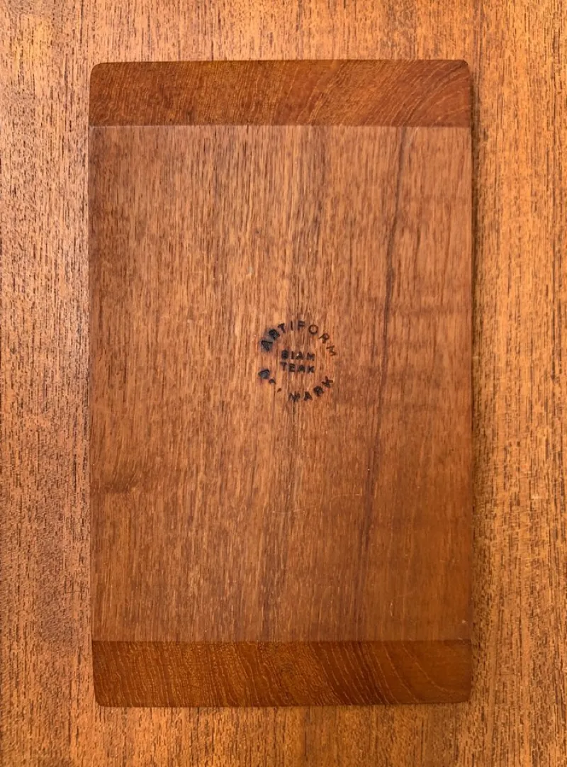 Pamono Mid-Century Danish Teak Tray from Artiform with Cabaret Glass Trays from Holmegaard, 1960s, Set of 3> Trays