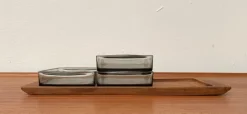 Outlet Pamono Mid-Century Danish Tray in Teak with Cabaret Glass Trays from Holmegaard, 1960s, Set of 4