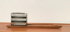 Outlet Pamono Mid-Century Danish Tray in Teak with Cabaret Glass Trays from Holmegaard, 1960s, Set of 4