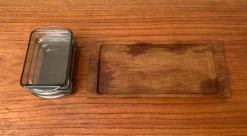 Outlet Pamono Mid-Century Danish Tray in Teak with Cabaret Glass Trays from Holmegaard, 1960s, Set of 4