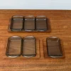Discount Pamono Mid-Century Danish Tray in Teak with Cabaret Glass Trays from Holmegaard, 1960s, Set of 9