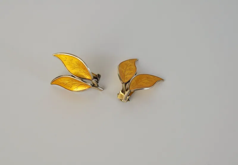Pamono Mid-Century David Andersen Sterling Silver and Enamel Ear Clips, 1950s, Set of 2> Earrings