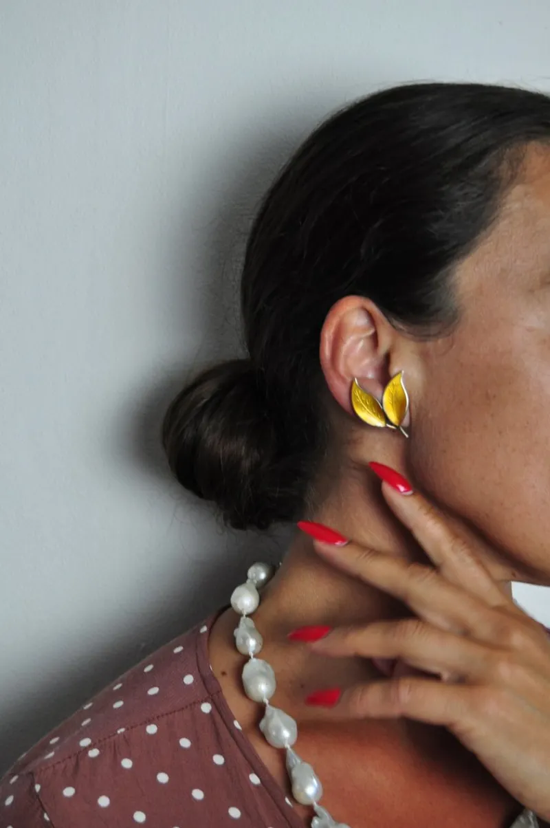 Pamono Mid-Century David Andersen Sterling Silver and Enamel Ear Clips, 1950s, Set of 2> Earrings
