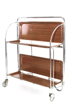 Pamono Mid-Century Dinett Foldable Serving Trolley from Bremshey Solingen, 1960s> Serving Bar Carts & Trolleys