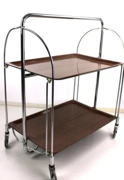 Pamono Mid-Century Dinett Foldable Serving Trolley from Bremshey Solingen, 1960s><noscript><img width=