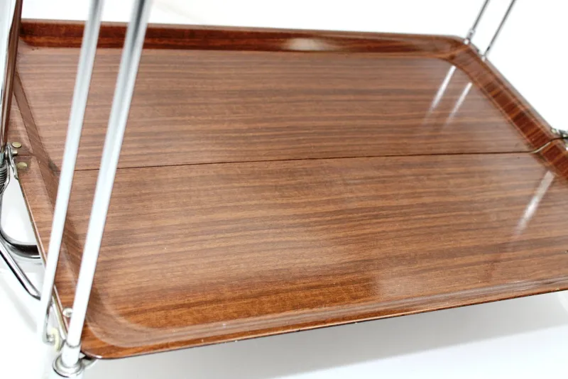 Pamono Mid-Century Dinett Foldable Serving Trolley from Bremshey Solingen, 1960s> Serving Bar Carts & Trolleys