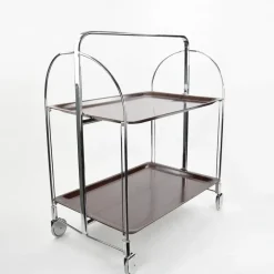 Pamono Mid-Century Dinette Foldable Serving Trolley from Bremshey Solingen, 1950s> Serving Bar Carts & Trolleys