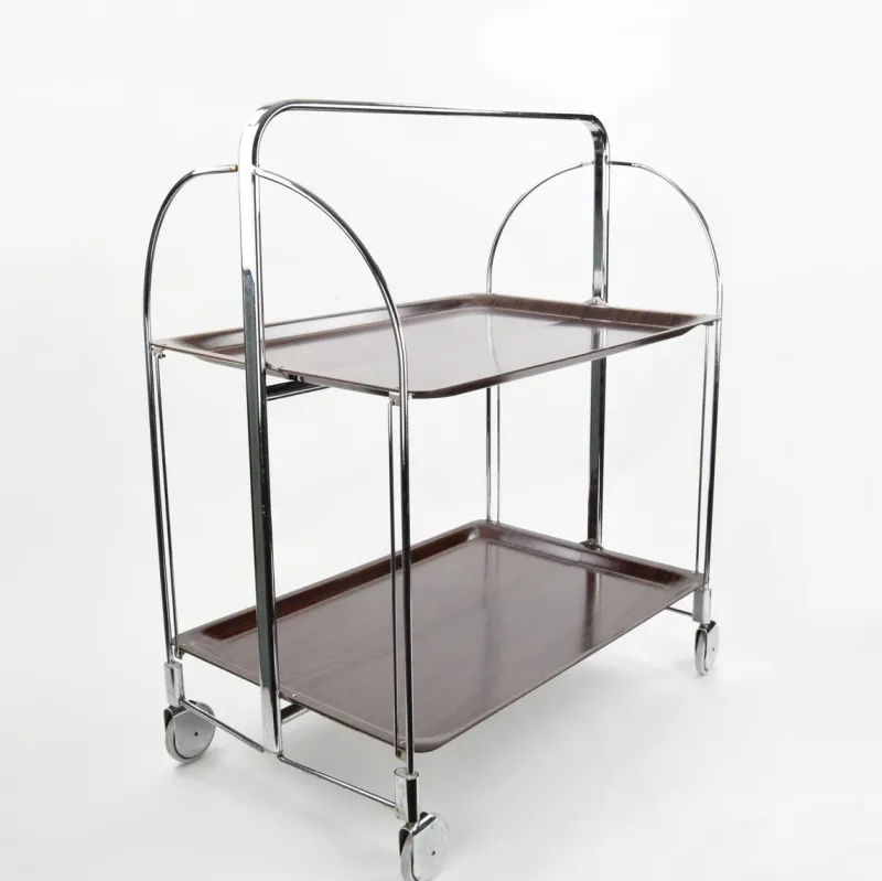 Pamono Mid-Century Dinette Foldable Serving Trolley from Bremshey Solingen, 1950s> Serving Bar Carts & Trolleys