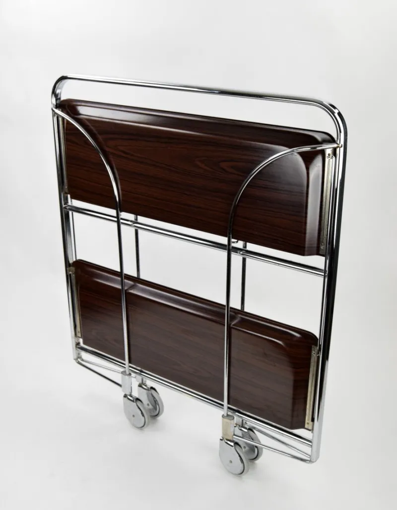 Pamono Mid-Century Dinette Foldable Serving Trolley from Bremshey Solingen, 1950s> Serving Bar Carts & Trolleys