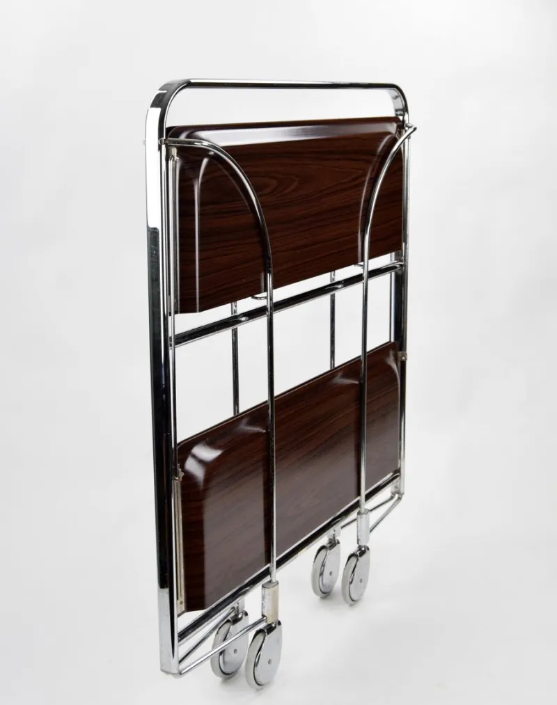 Pamono Mid-Century Dinette Foldable Serving Trolley from Bremshey Solingen, 1950s> Serving Bar Carts & Trolleys