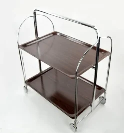 Pamono Mid-Century Dinette Foldable Serving Trolley from Bremshey Solingen, 1950s><noscript><img width=
