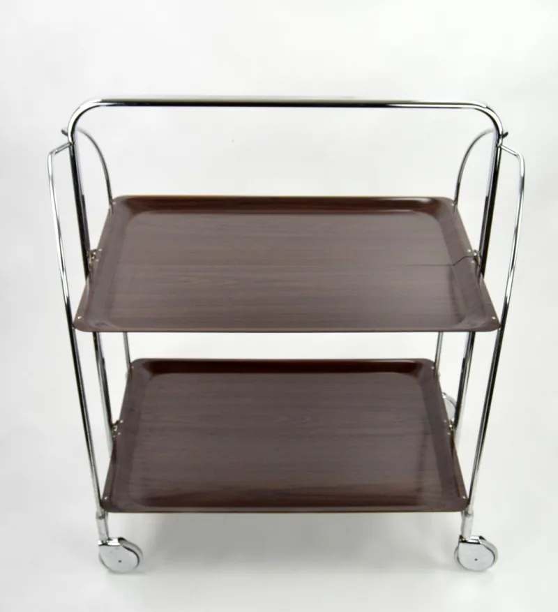 Pamono Mid-Century Dinette Foldable Serving Trolley from Bremshey Solingen, 1950s> Serving Bar Carts & Trolleys