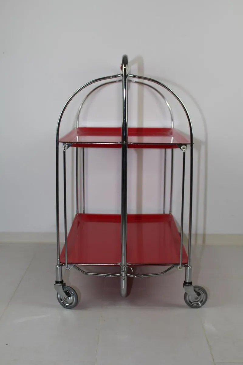Pamono Mid-Century Dinette Foldable Serving Trolley from Bremshey Solingen, 1960s> Serving Bar Carts & Trolleys