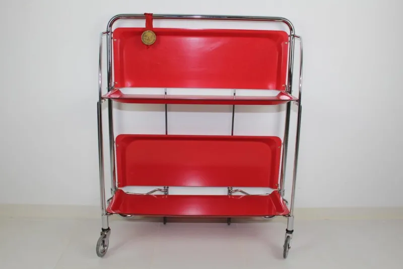 Pamono Mid-Century Dinette Foldable Serving Trolley from Bremshey Solingen, 1960s> Serving Bar Carts & Trolleys